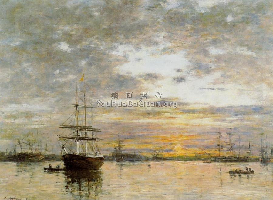 The Port of Le Havre at Sunset - 尤金·布丹